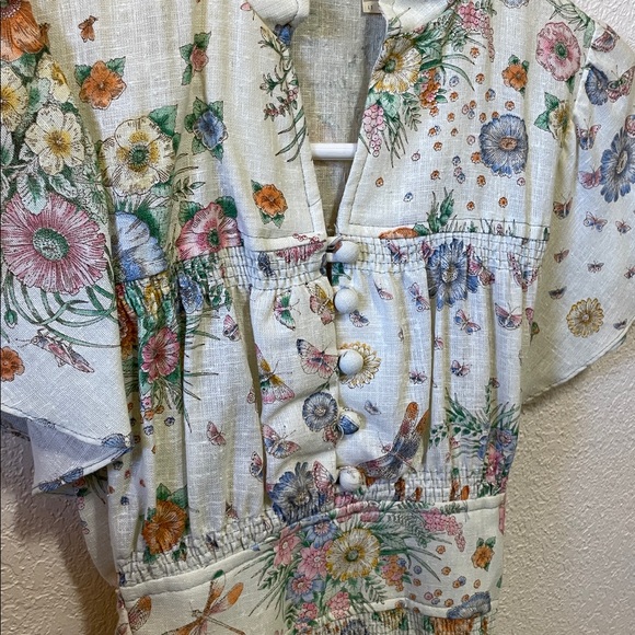 Vintage Trolley Car Women Midi White Floral Wildlife Dress - Picture 3 of 9